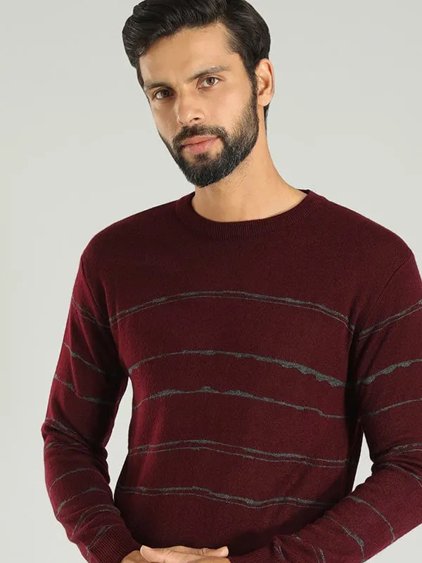 Men Striped Full Sleeve Crew Neck Sweater