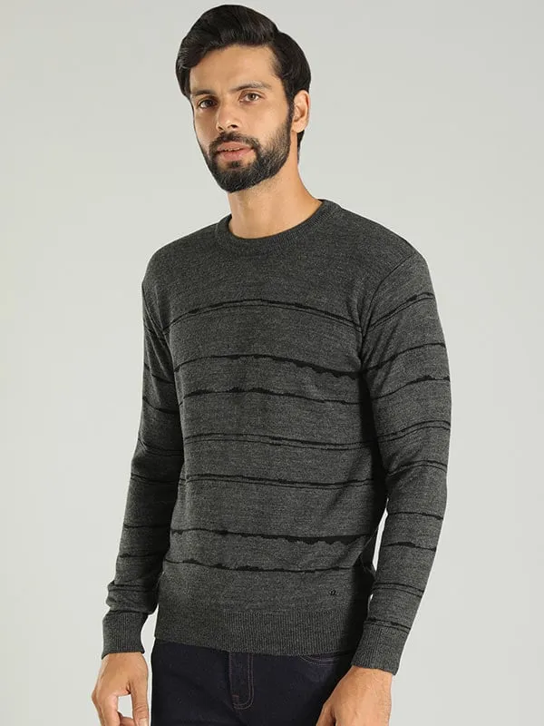 Men Striped Full Sleeve Crew Neck Sweater