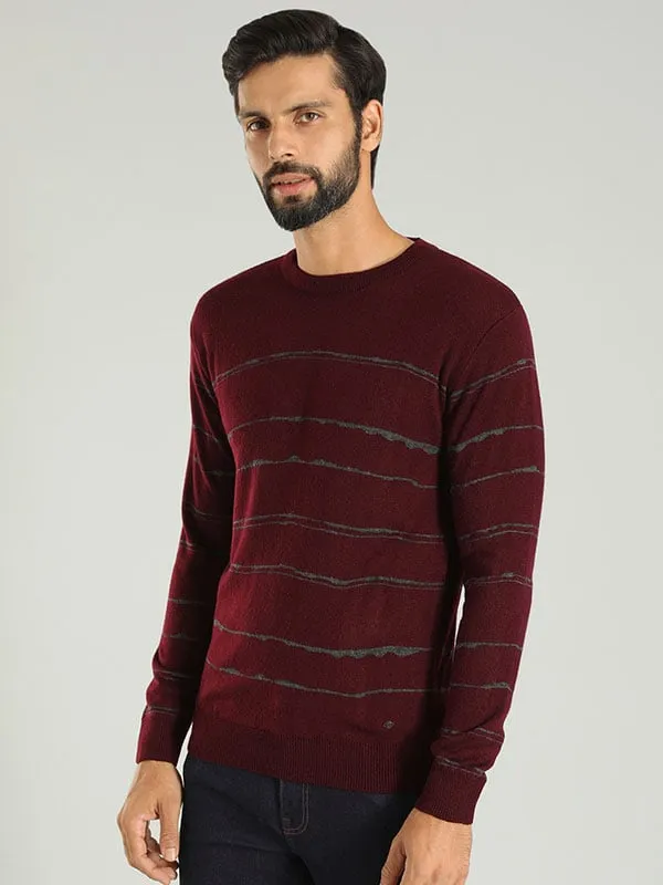 Men Striped Full Sleeve Crew Neck Sweater