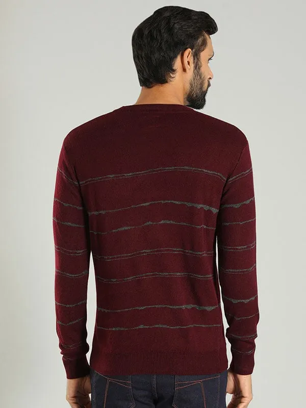 Men Striped Full Sleeve Crew Neck Sweater