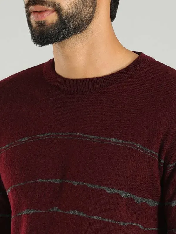 Men Striped Full Sleeve Crew Neck Sweater