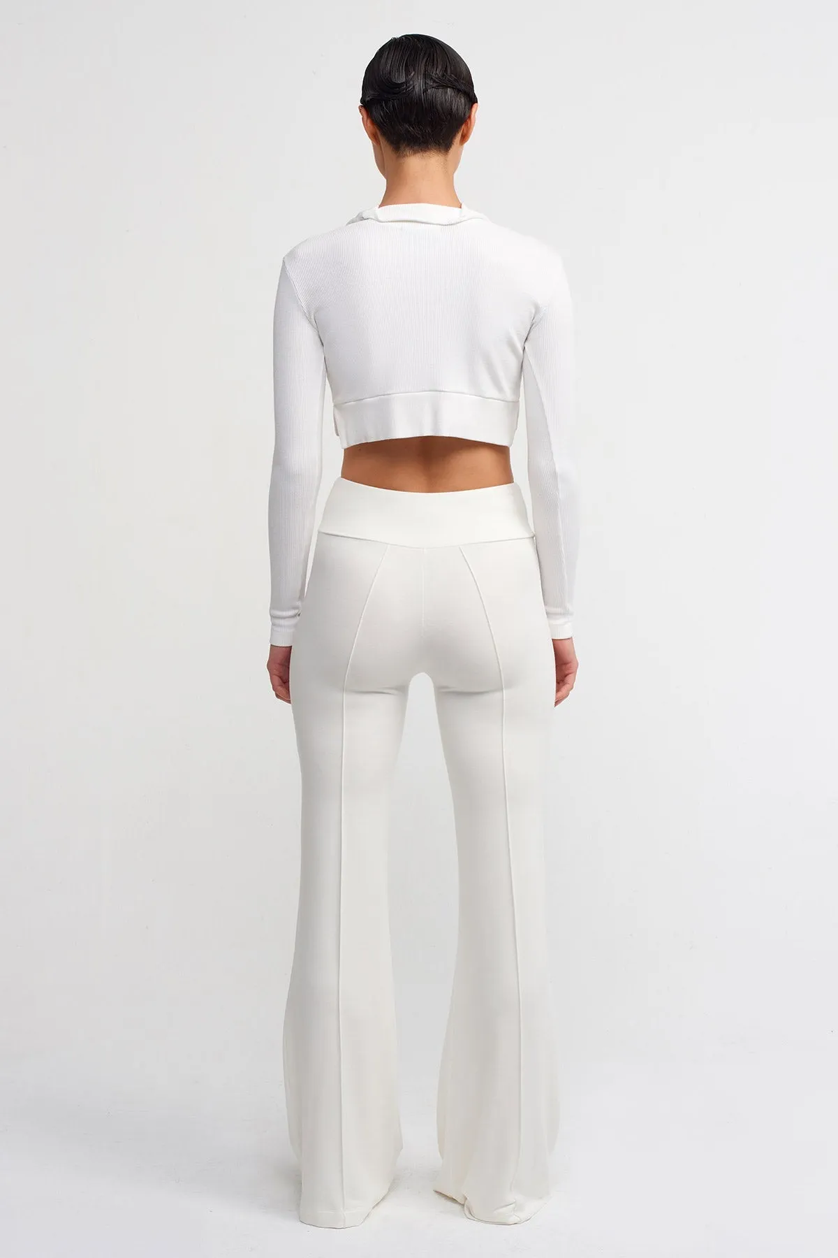 Nu Pressed Seam Comfortable Trousers Off White