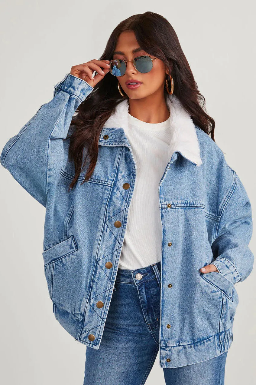 Oversized denim jacket for women