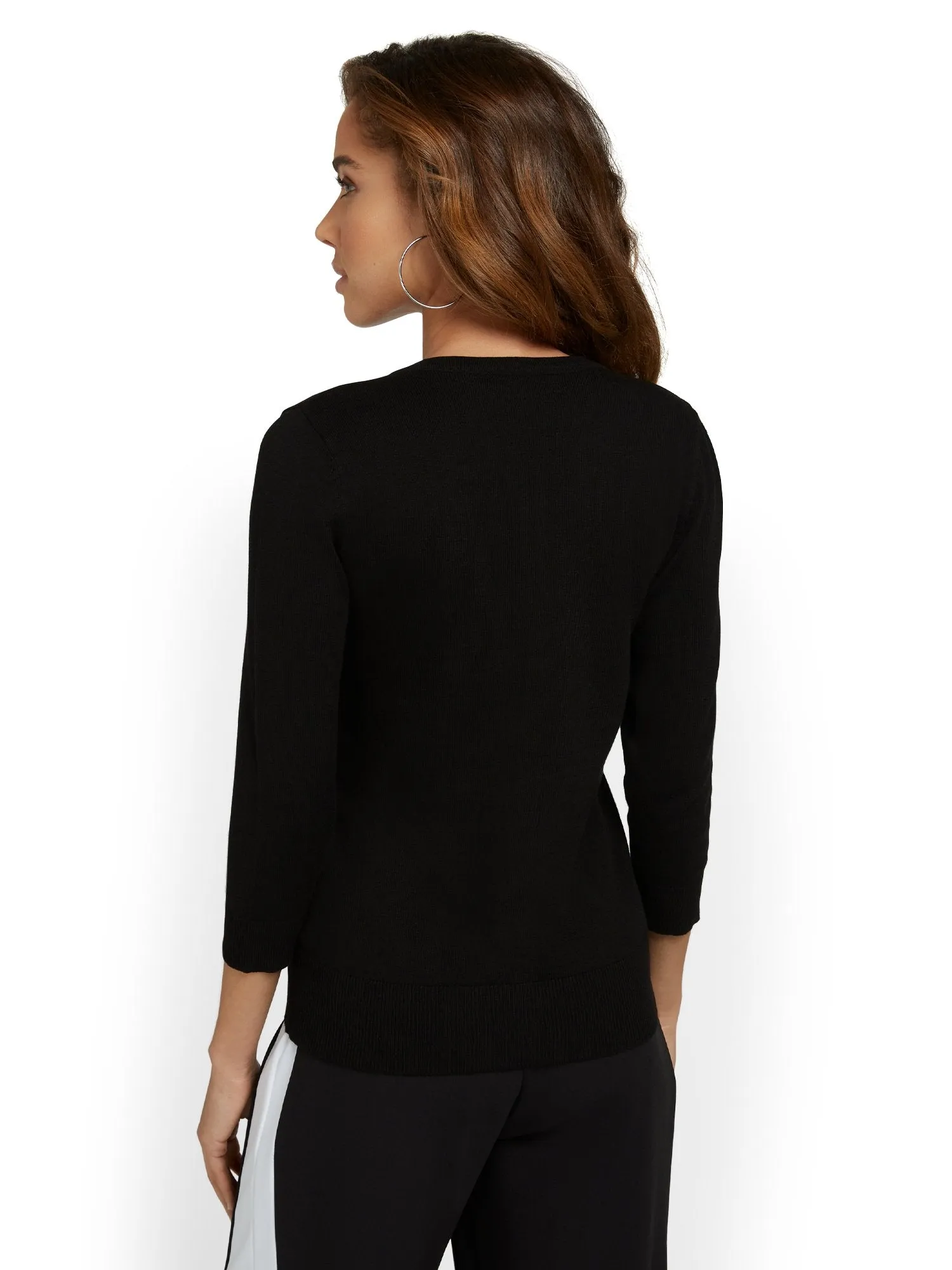 Petite Two-Pocket Chelsea Crewneck Cardigan