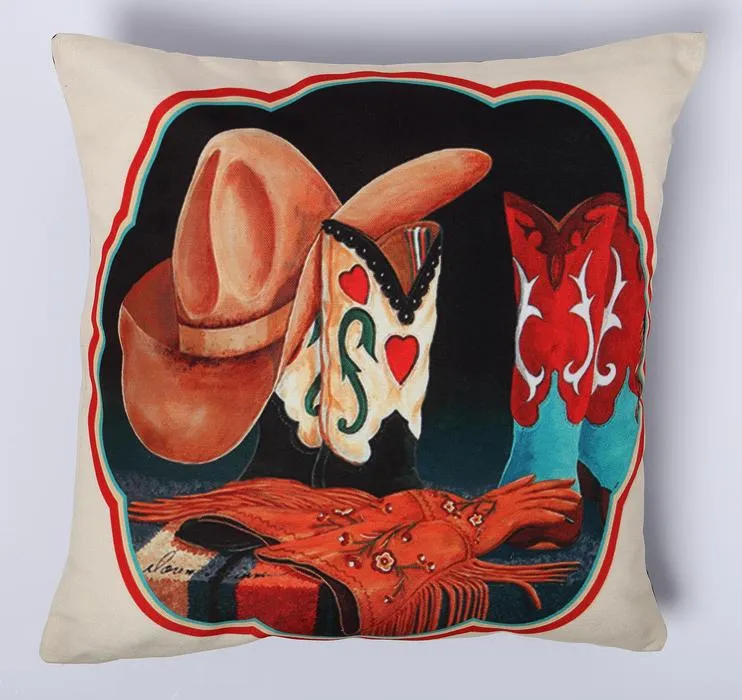 "Boots & Hat" Accent Pillow 18" x 18"