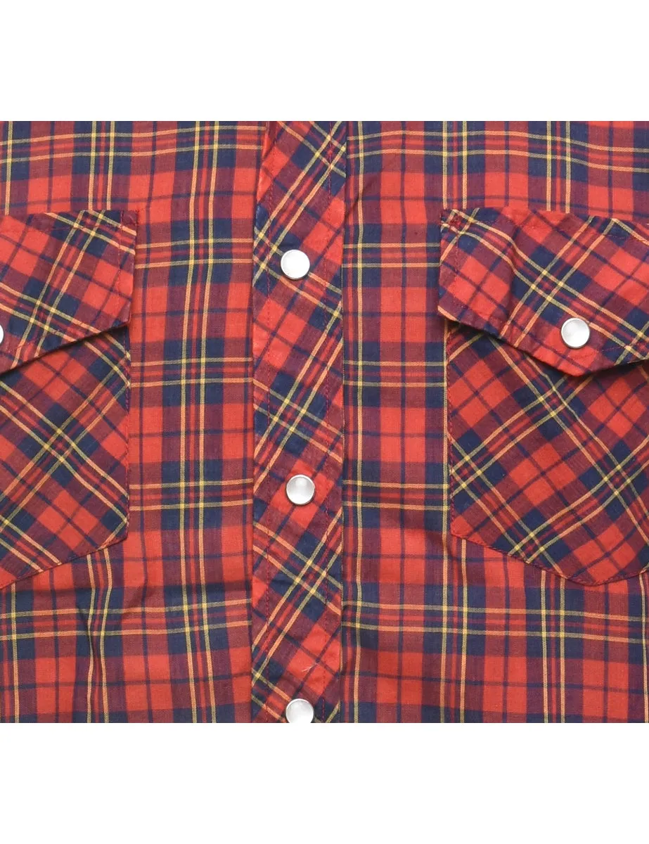 Red & Navy Classic Checked Shirt - L