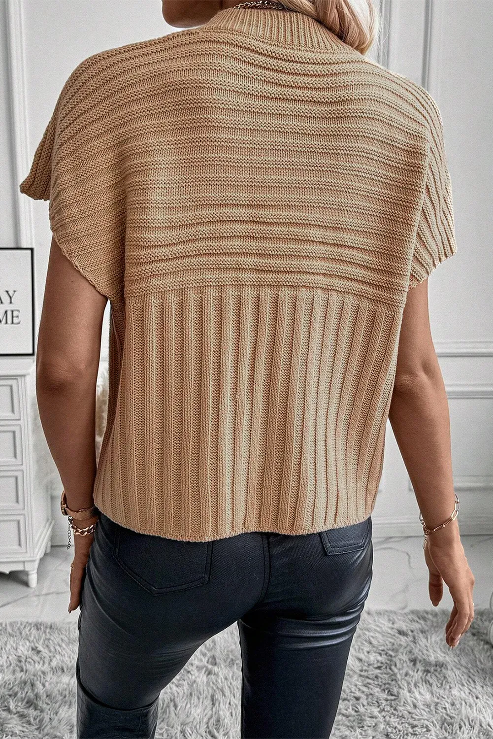 Ribbed Wide Sleeve Sweater T-Shirt