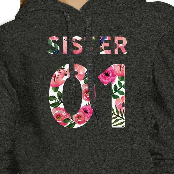 Sister 01 BFF Matching Dark Grey Hoodies