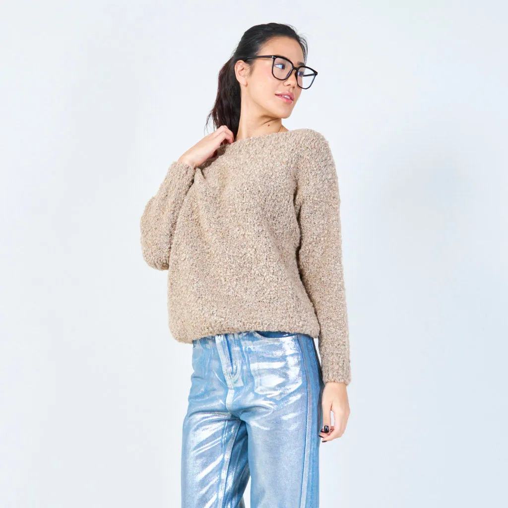 Soft boucle knit sweater wholesale