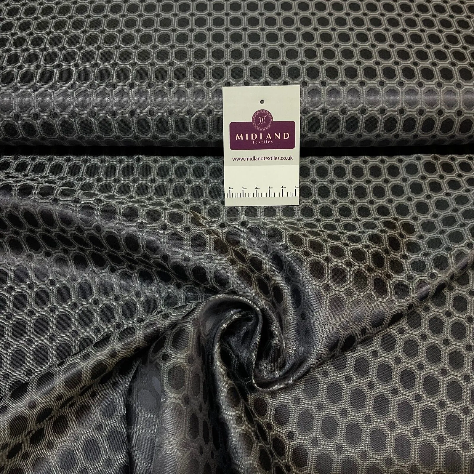 Space Grey Geometric Italian Fancy viscose acetate lining Fabric M1866-4