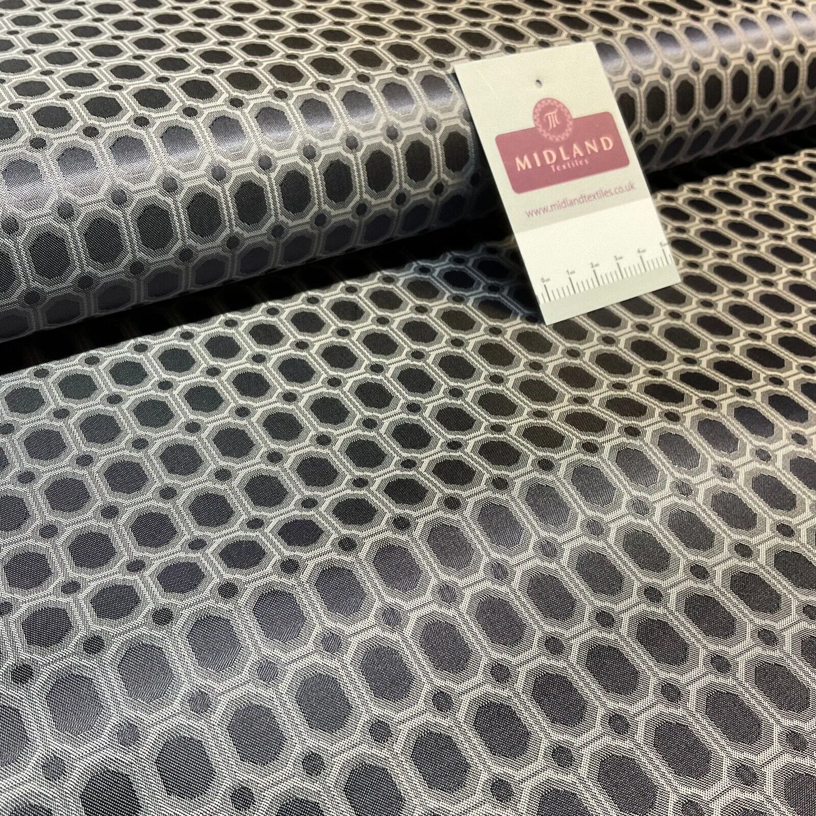 Space Grey Geometric Italian Fancy viscose acetate lining Fabric M1866-4