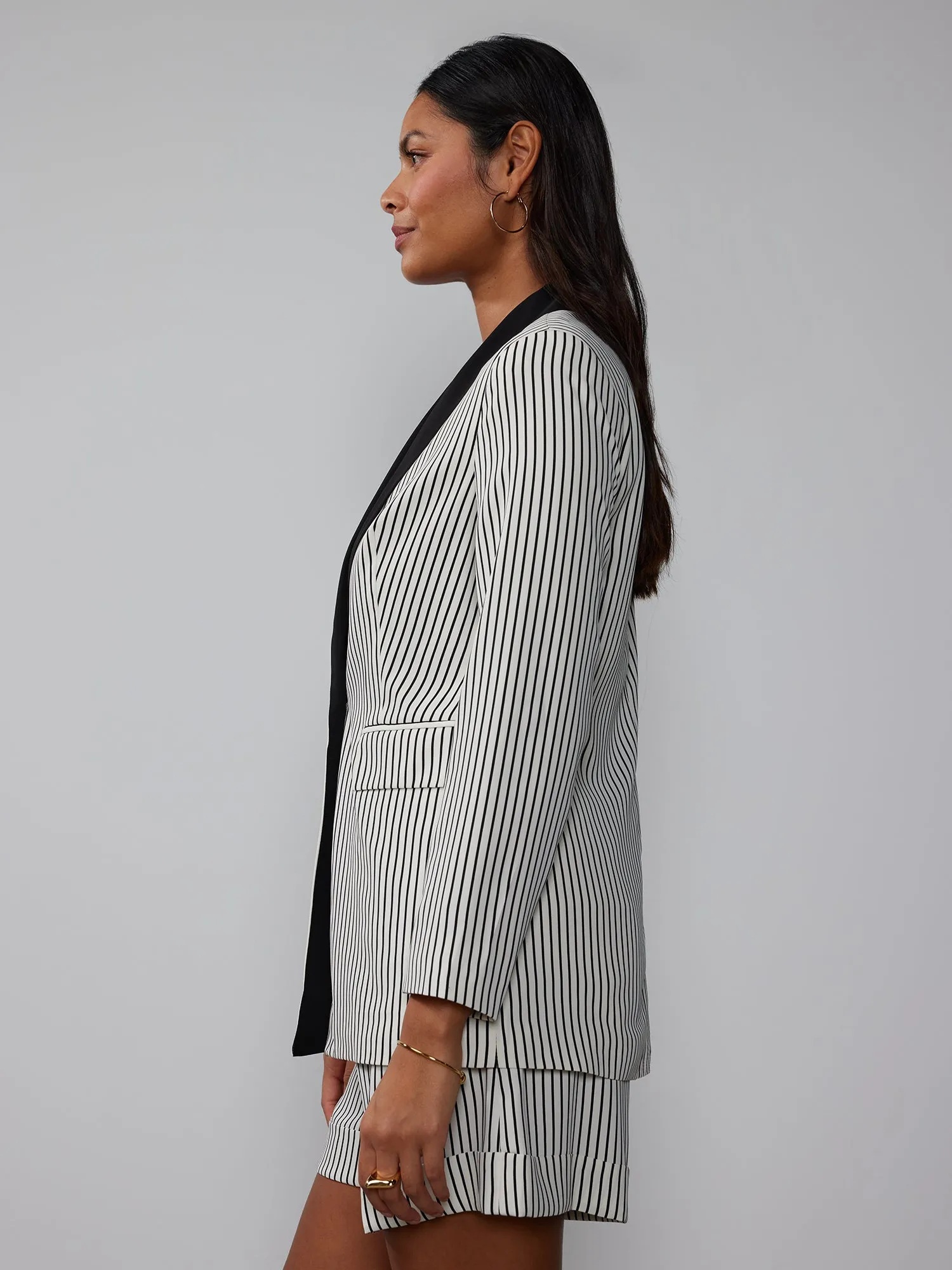 Striped Shawl Collar Blazer