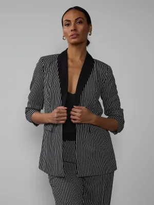 Striped Shawl Collar Blazer