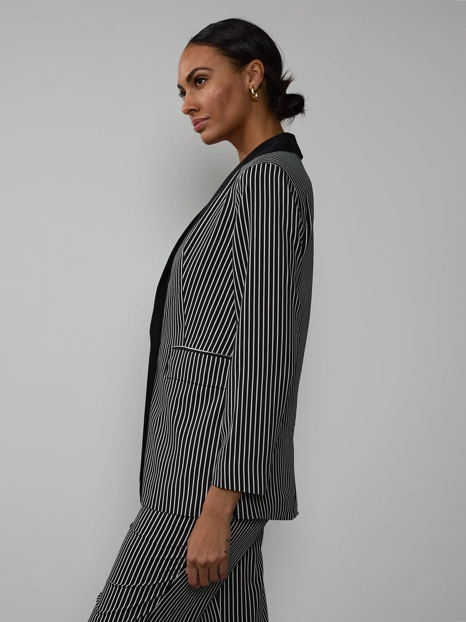 Striped Shawl Collar Blazer