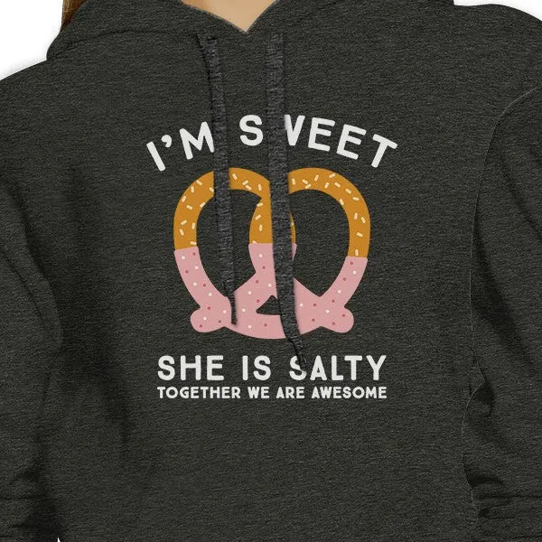 Sweet And Salty BFF Matching Dark Grey Hoodies