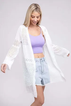 Texture Open Front Knit Cardigan