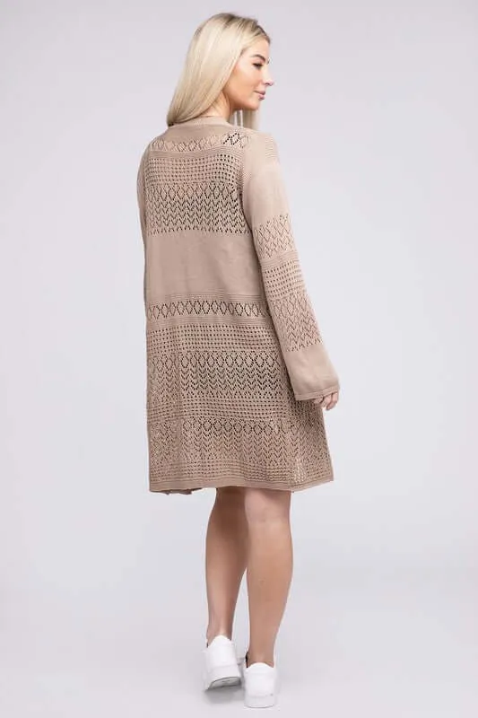 Texture Open Front Knit Cardigan