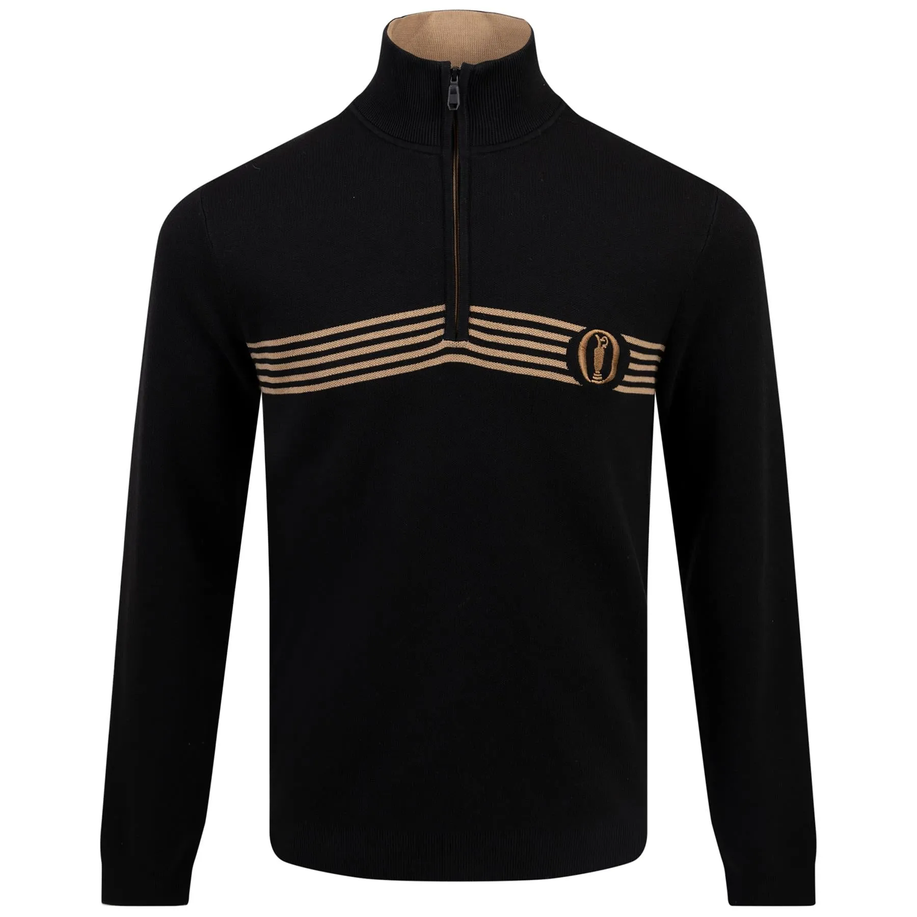 The Open Cotton Quarter Zip Mid Layer Black - AW24