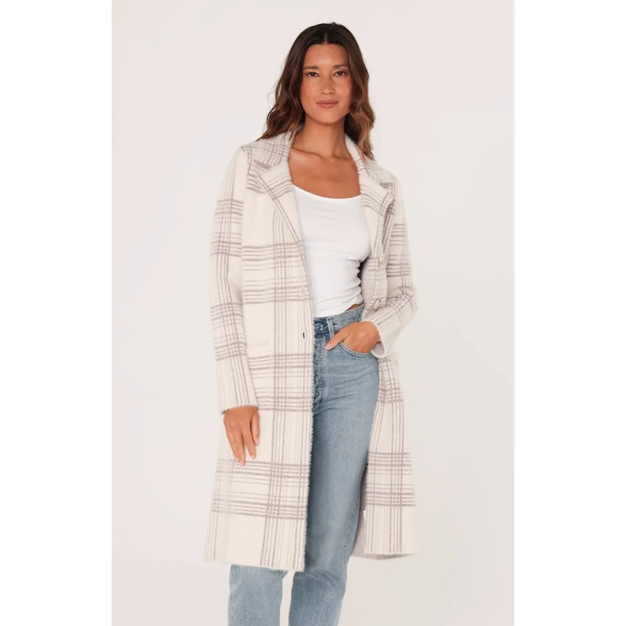 The Princeton Cream Plaid Coatigan