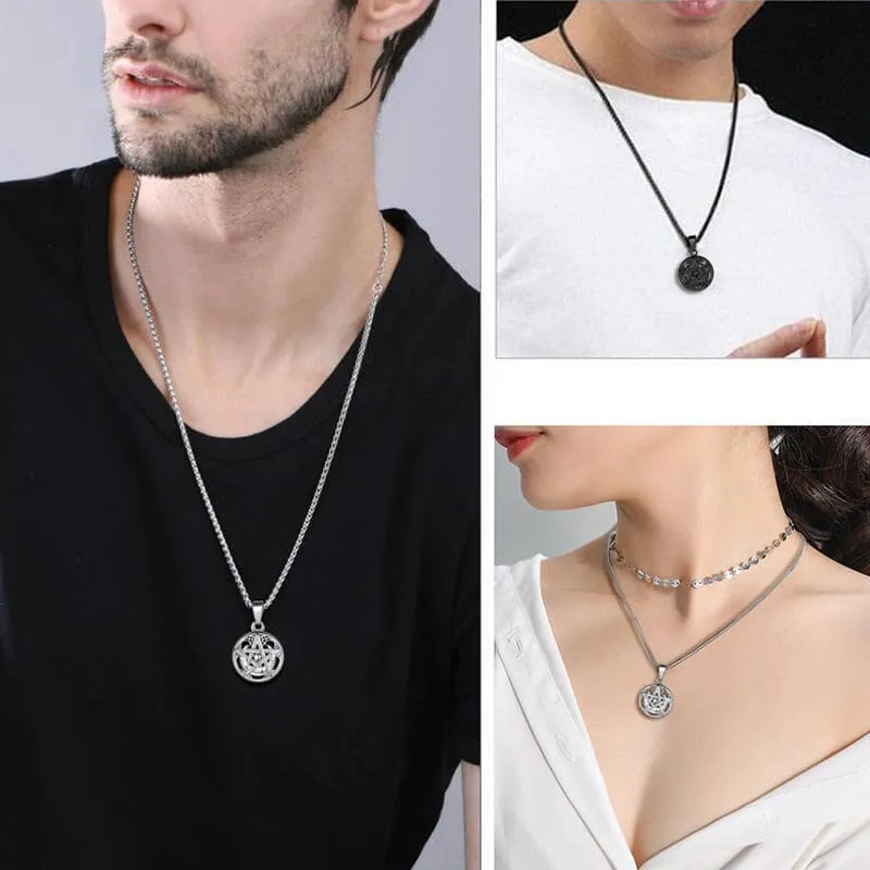 Tokyo Mart Men Pentagram Necklace Pentacle Wiccan Pagan Crescent Moon Irish Pendant Jewelry