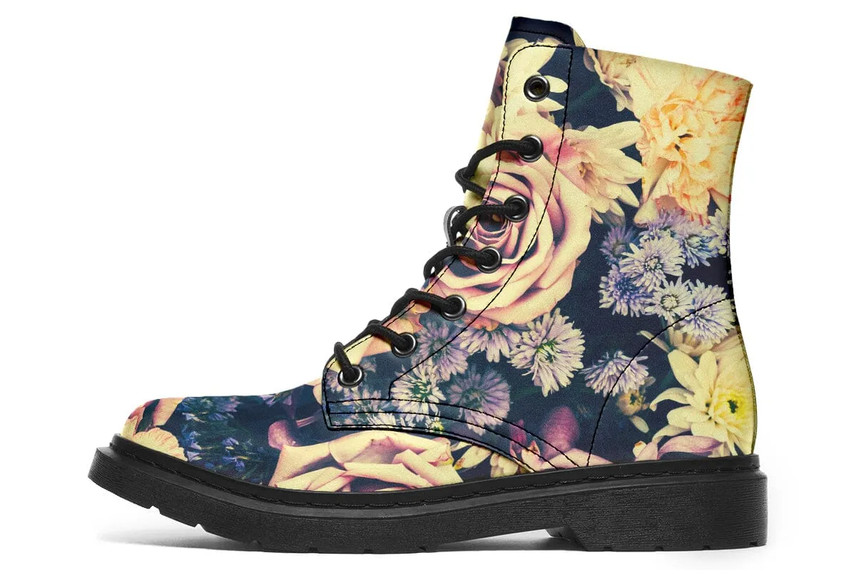 Vintage Flowers Combat Boots