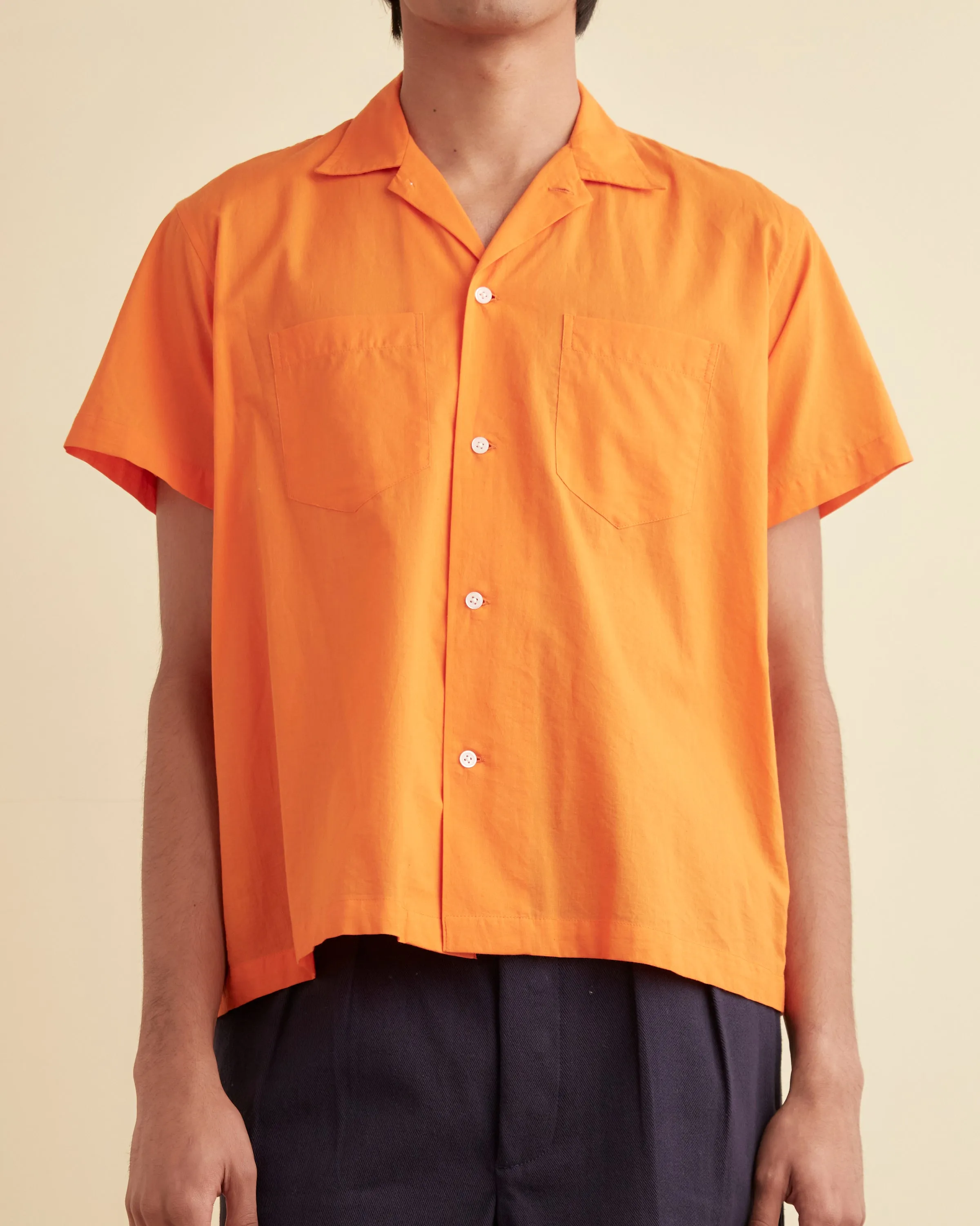 Voile Double-Pocket Short Sleeve Shirt - Orange