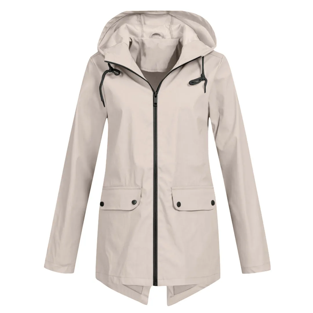 Warm raincoat with hood for women