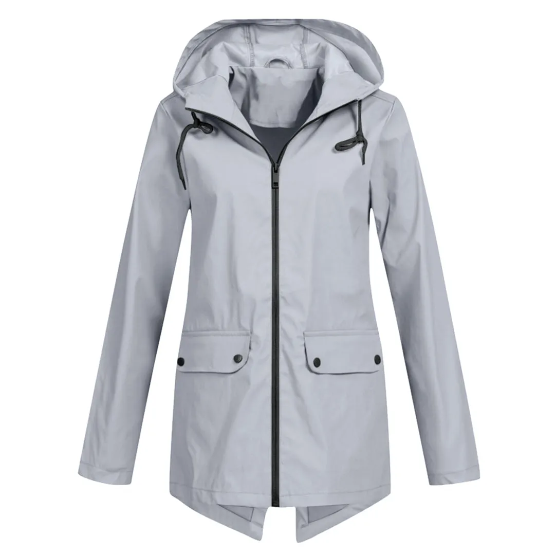 Warm raincoat with hood for women