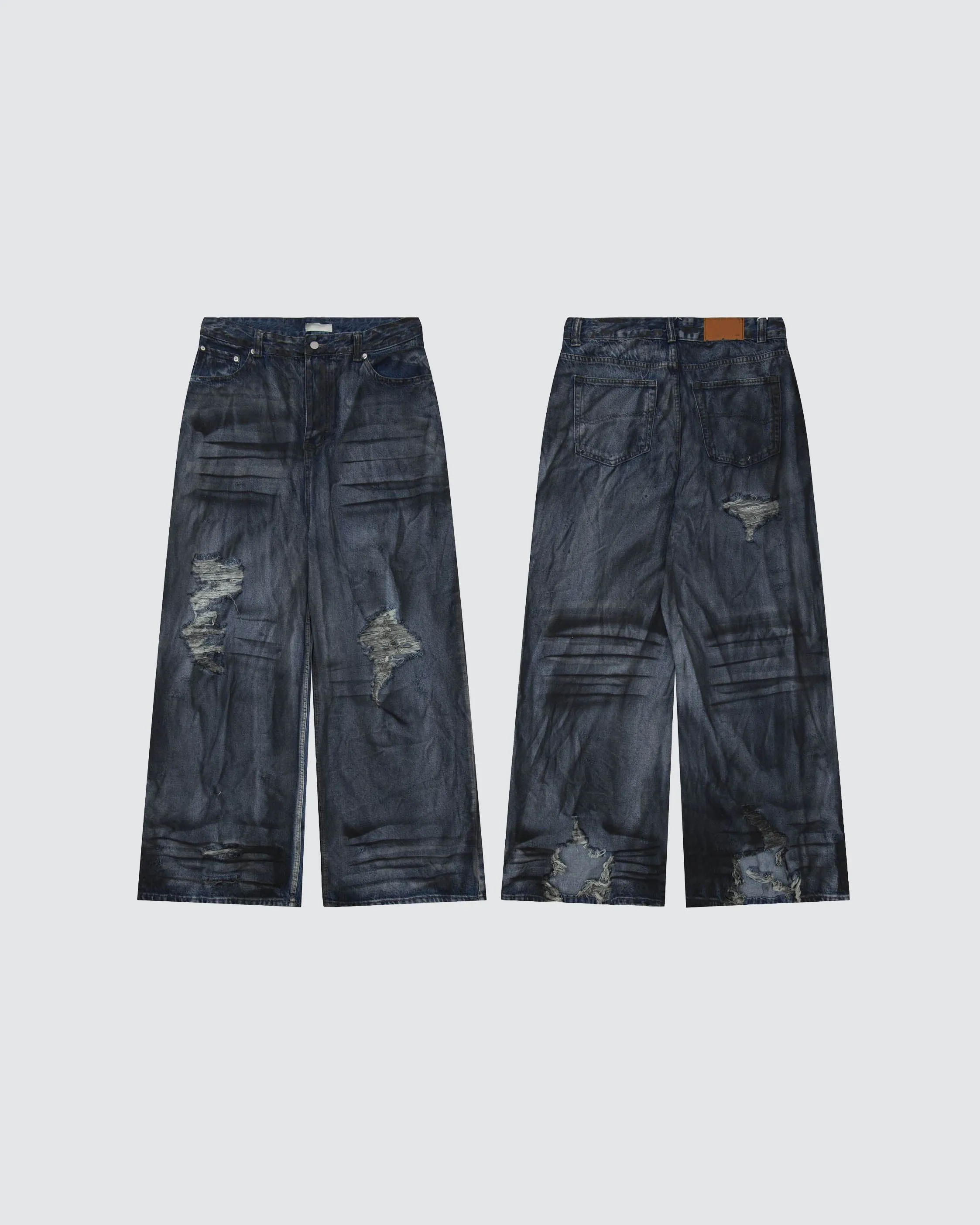 Washed Torn Heavy Duty Jeans