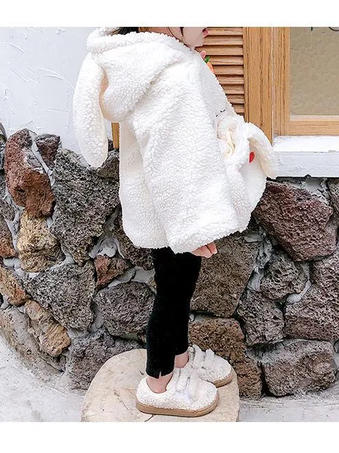 Winter 2-Piece Cute Bunny Style Fleeced Hoodies Matching Mini Bag