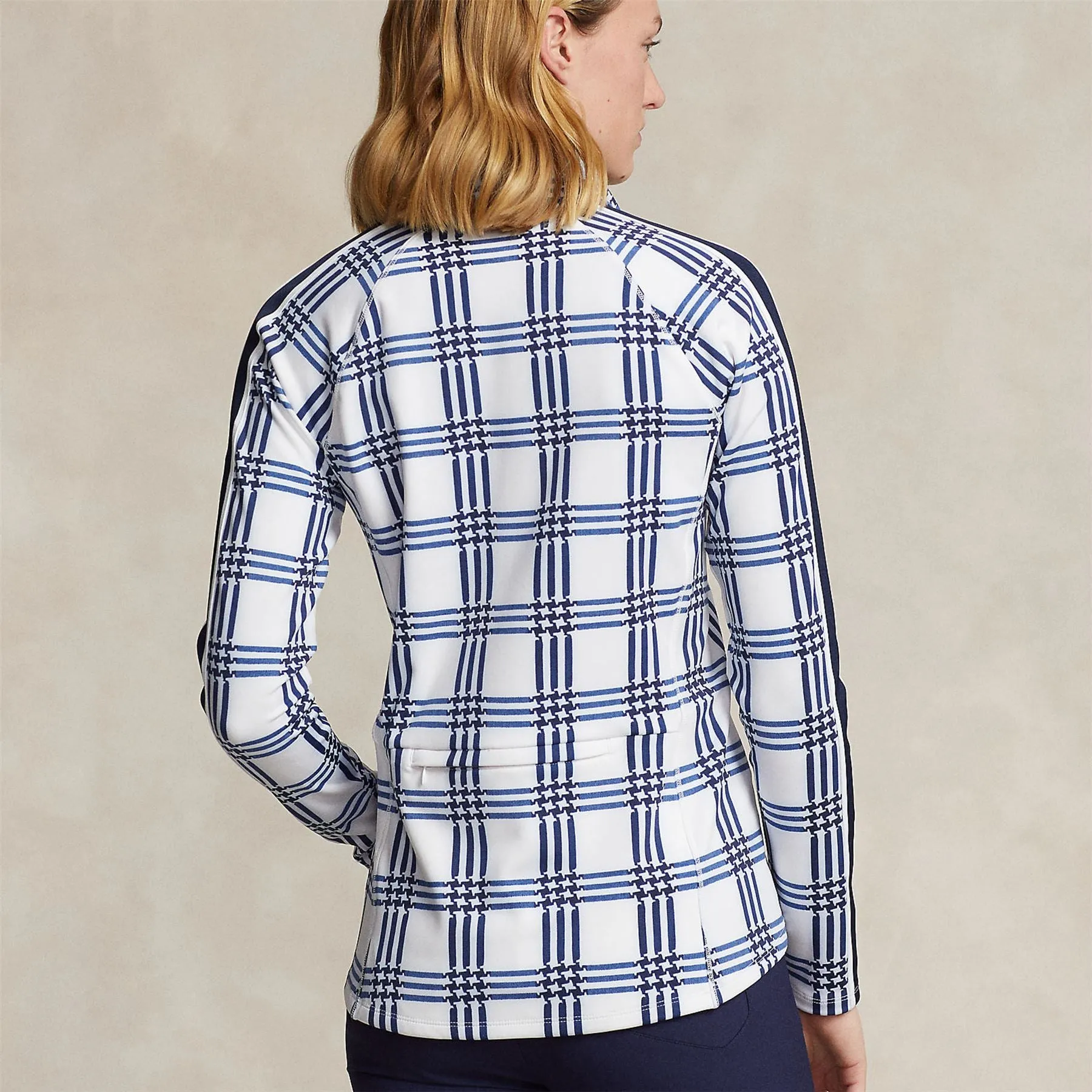 Womens Houndstooth Quarter Zip Pullover Houndstooth Plaid/Refined Navy - SS24