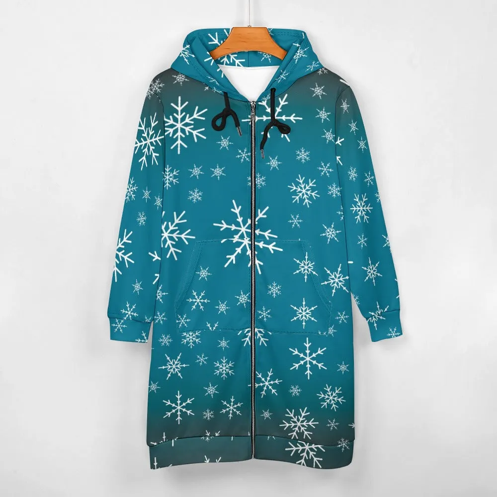 Women's Warm Snow long Hoodie - Medium Teal