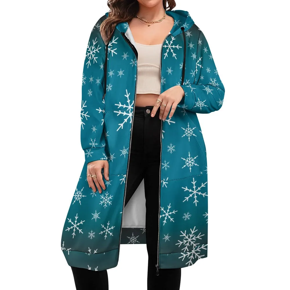 Women's Warm Snow long Hoodie - Medium Teal