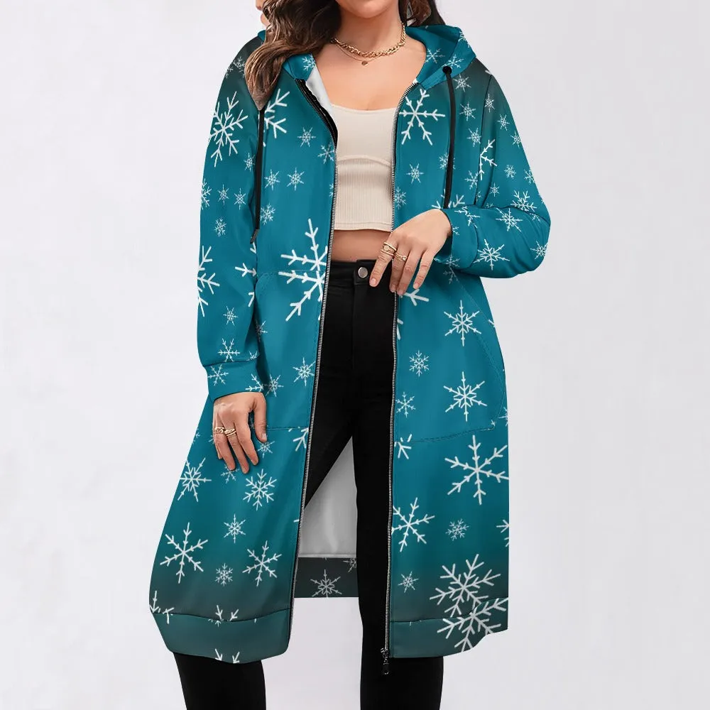 Women's Warm Snow long Hoodie - Medium Teal