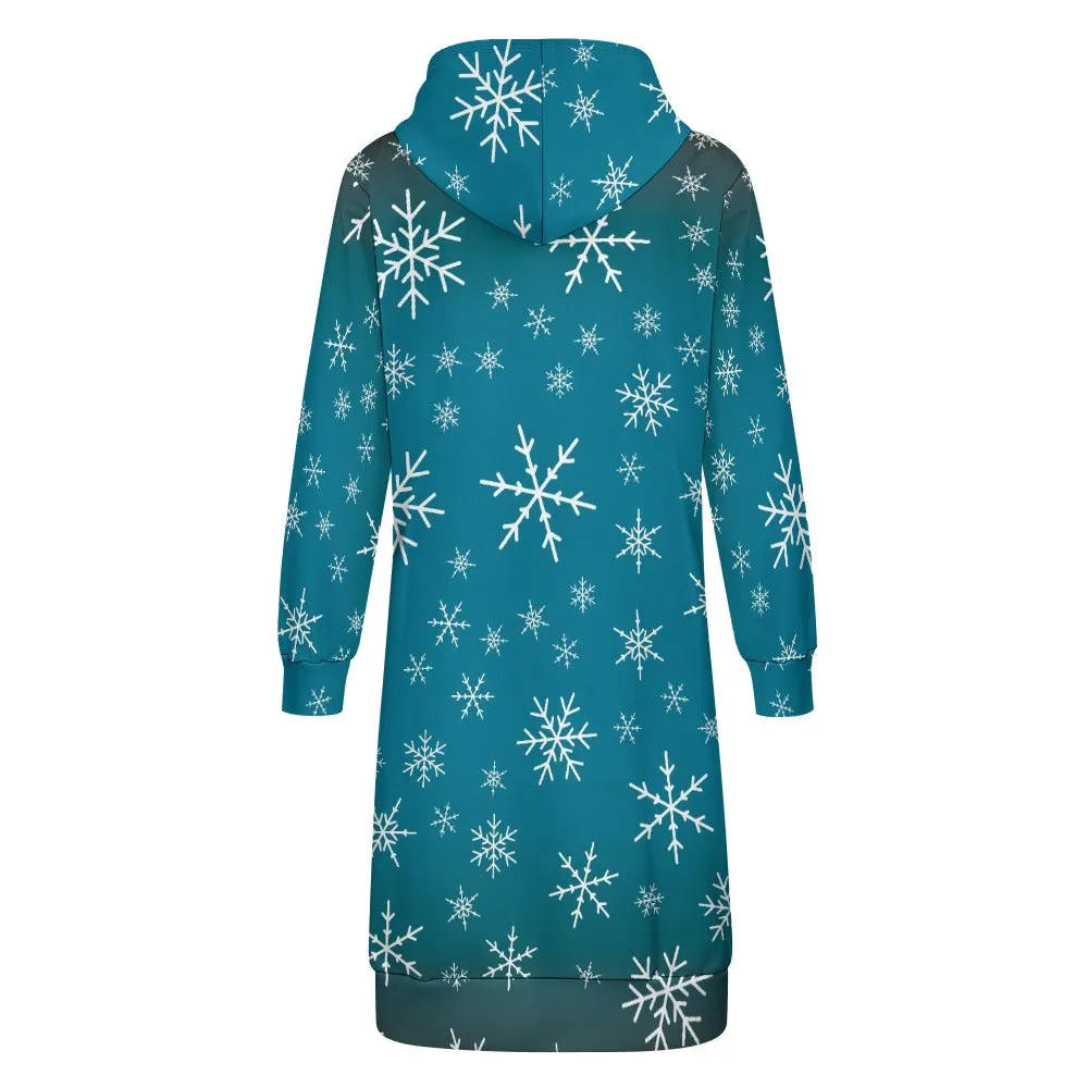 Women's Warm Snow long Hoodie - Medium Teal