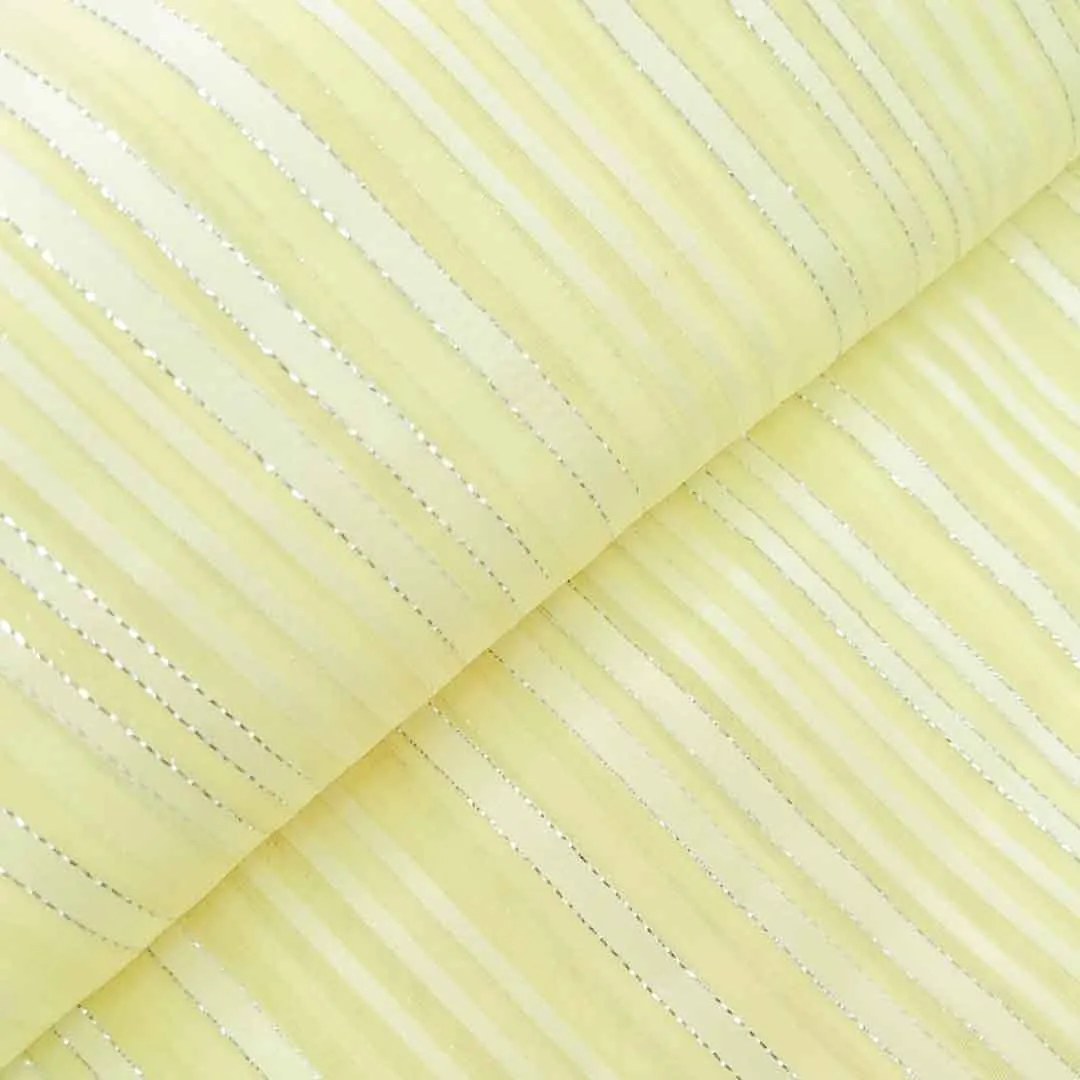 Yellow Stripes Printed Georgette Fabric (Wholesale)